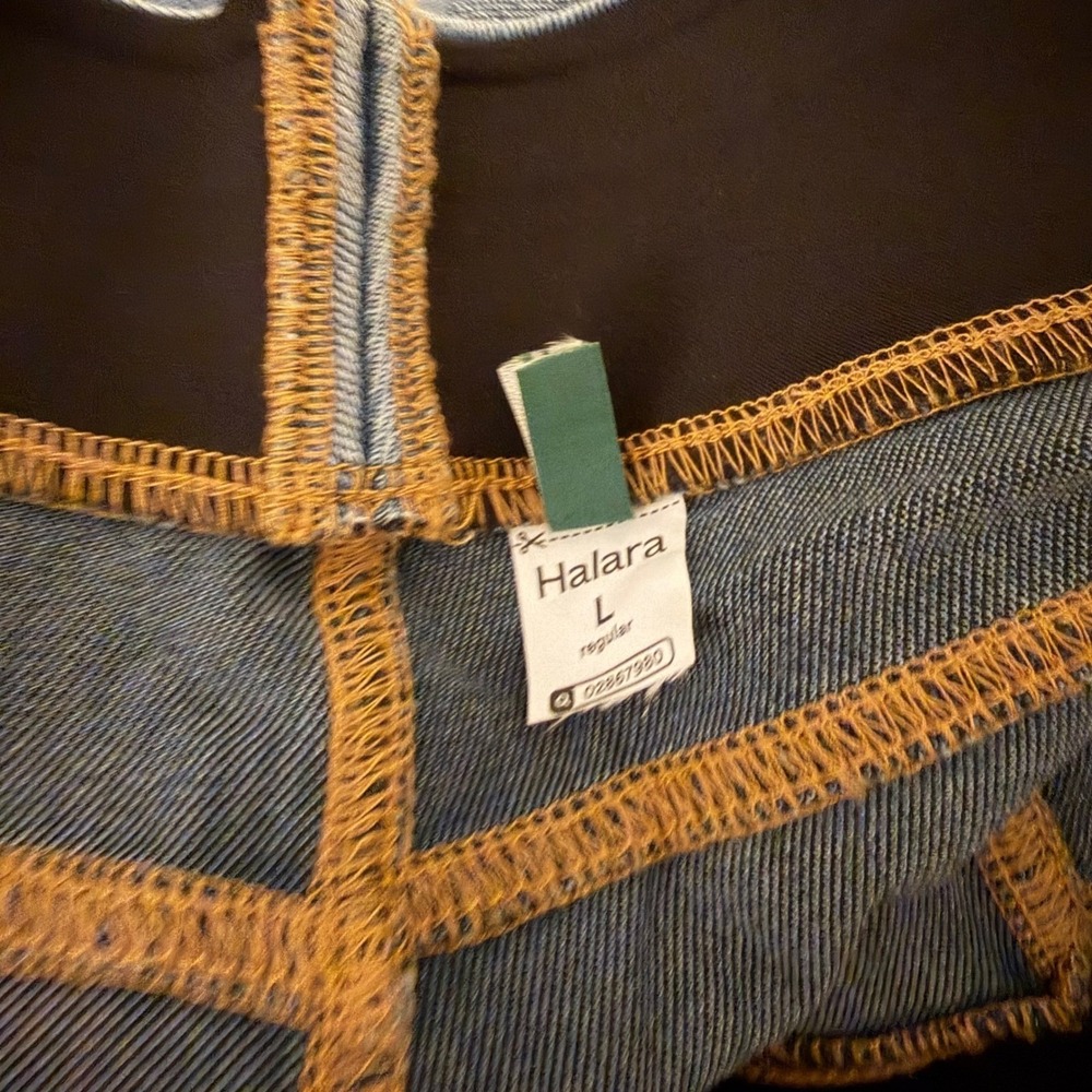 Halara Flex High Waisted Stripe Wide Leg Jeans light blue size Pullon large NWT - Picture 12 of 12